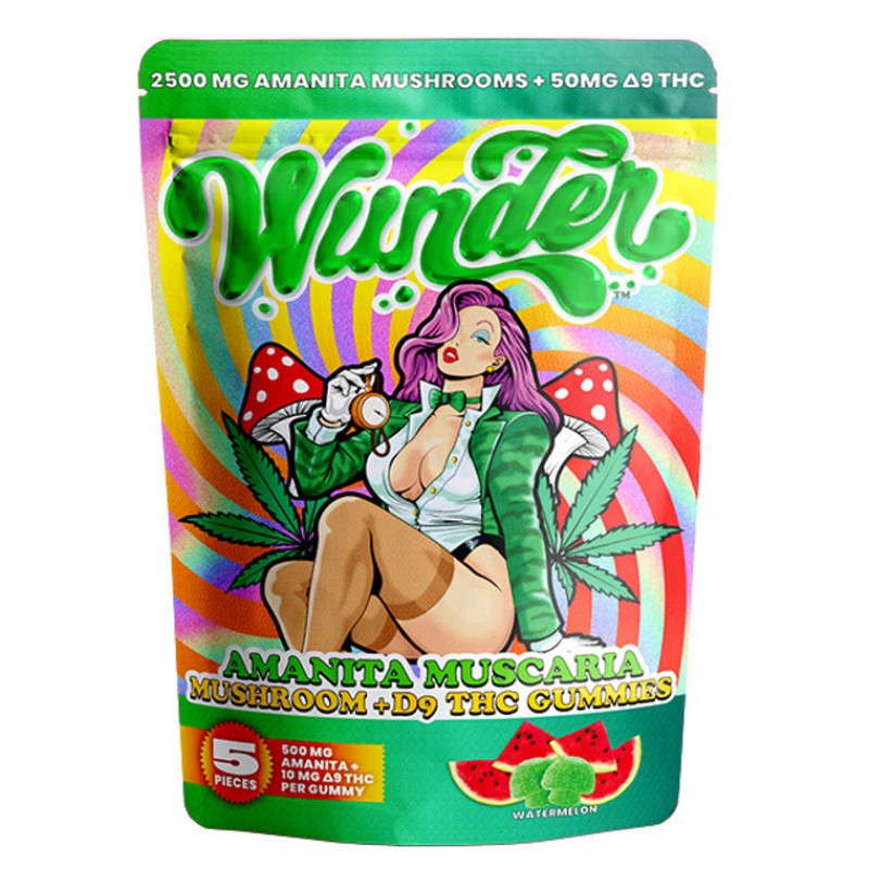 WunderAmanita Muscaria Mushroom + D9 THC Gummies | 2,500 Mg Amanita Muscaria + 50 Mg D9 THC Per Bag